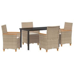 Ensemble de salle à manger pour jardin 5 pcs Beige polyrotin 545889545889