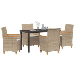 Ensemble de salle à manger pour jardin 5 pcs Beige polyrotin 545889545889
