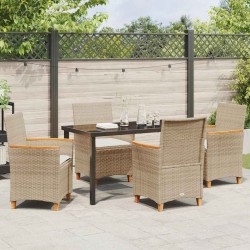 Ensemble de salle à manger pour jardin 5 pcs Beige polyrotin 545889545889