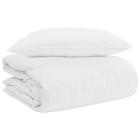 Duvet 2-en-1 avec oreiller 2 pcs Blanc Plume de canard 545948545948