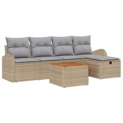 Ensemble de canapé de jardin avec coussin 6 pcs Beige polyrotin 545963545963