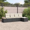 Ensemble de canapé de jardin 5 pcs Noir Poly rotin 545966545966