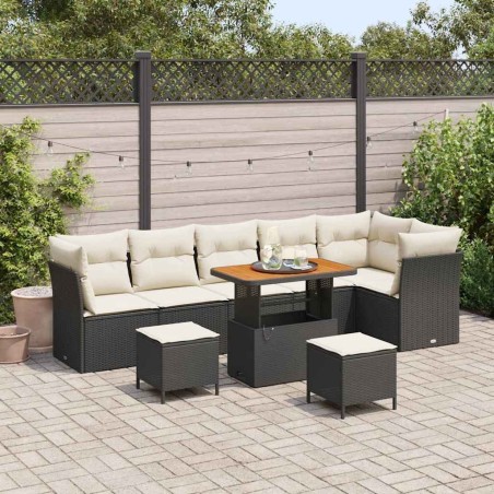 Ensemble de canapé de jardin 9 pcs Noir polyrotin 545979545979