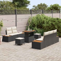 Ensemble de canapé de jardin 8 pcs Noir polyrotin 545982545982