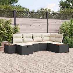 Ensemble de canapé de jardin avec coussin Noir polyrotin 545986545986