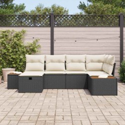 Ensemble de canapé de jardin avec coussin Noir polyrotin 545986545986