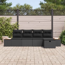 Ensemble de canapé de jardin 5 pcs Noir Poly rotin 545987545987