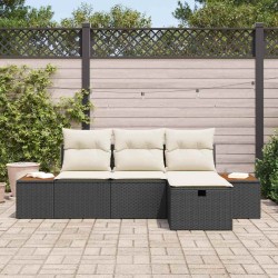 Ensemble de canapé de jardin avec coussin 4 pcs Noir polyrotin 545988545988