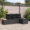 Ensemble de canapé de jardin avec coussin 4 pcs Noir polyrotin 545989545989