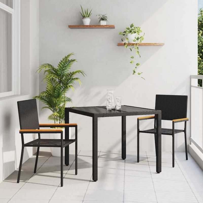 Ensemble de salle à manger pour jardin 3 pcs Noir polyrotin 545990545990