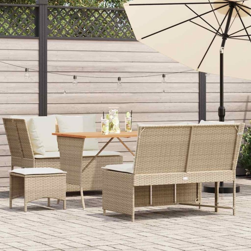 Salon de jardin avec coussins 5 pcs beige résine tressée 545991545991