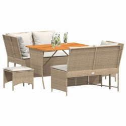 Salon de jardin avec coussins 5 pcs beige résine tressée 545991545991