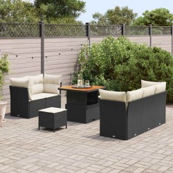 Ensemble de canapé de jardin 8 pcs Noir polyrotin 545992545992