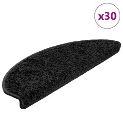 Tapis d'escalier 30 pièces 65 x 21 x 4 cm Noir Demi-rond Grand 545997545997