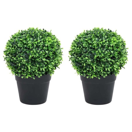 Plantes de buis artificiel 2 pcs avec pots Boule Vert 37 cm 546008546008