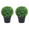 Plantes de buis artificiel 2 pcs avec pots Boule Vert 37 cm 546008546008