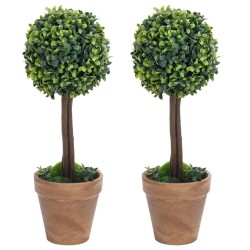 Plantes de buis artificiel 2 pcs avec pots Boule Vert 56 cm 546014546014