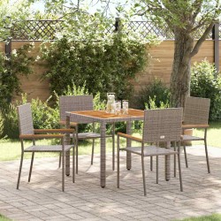 Ensemble de salle à manger pour jardin 5 pcs Gris polyrotin 546024546024
