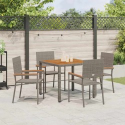 Ensemble de salle à manger pour jardin 5 pcs Gris polyrotin 546024546024