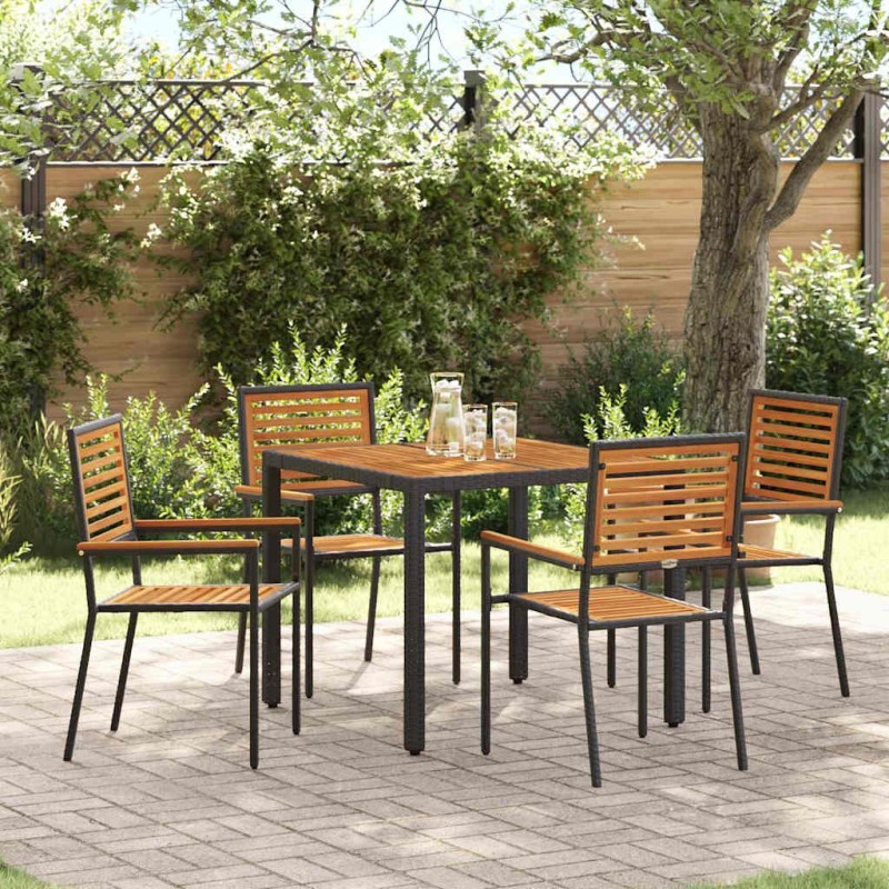 Ensemble de salle à manger pour jardin 5 pcs Noir et Marron 546030546030