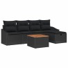 Ensemble de canapé de jardin avec coussin 6 pcs Noir Poly rotin 546034546034