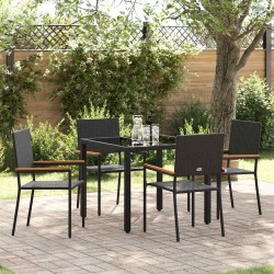 Ensemble de salle à manger pour jardin 5 pcs Noir polyrotin 546035546035