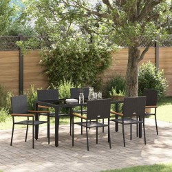 Ensemble de salle à manger pour jardin 7 pcs Noir polyrotin 546048546048