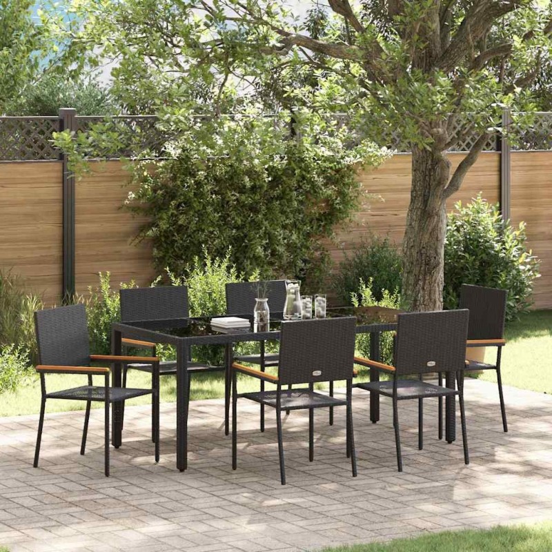 Ensemble de salle à manger pour jardin 7 pcs Noir polyrotin 546048546048