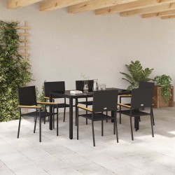 Ensemble de salle à manger pour jardin 7 pcs Noir polyrotin 546048546048