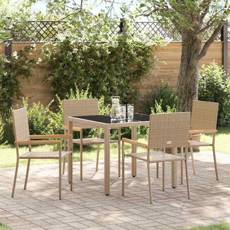 Ensemble de salle à manger pour jardin 5 pcs Beige polyrotin 546049546049