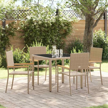Ensemble de salle à manger pour jardin 5 pcs Beige polyrotin 546049546049
