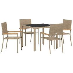 Ensemble de salle à manger pour jardin 5 pcs Beige polyrotin 546049546049