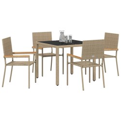 Ensemble de salle à manger pour jardin 5 pcs Beige polyrotin 546049546049