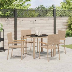 Ensemble de salle à manger pour jardin 5 pcs Beige polyrotin 546049546049