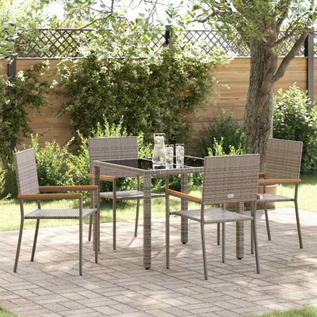 Ensemble de salle à manger pour jardin 5 pcs Gris polyrotin 546052546052