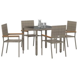 Ensemble de salle à manger pour jardin 5 pcs Gris polyrotin 546052546052