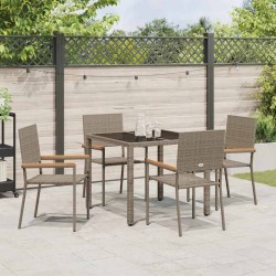 Ensemble de salle à manger pour jardin 5 pcs Gris polyrotin 546052546052