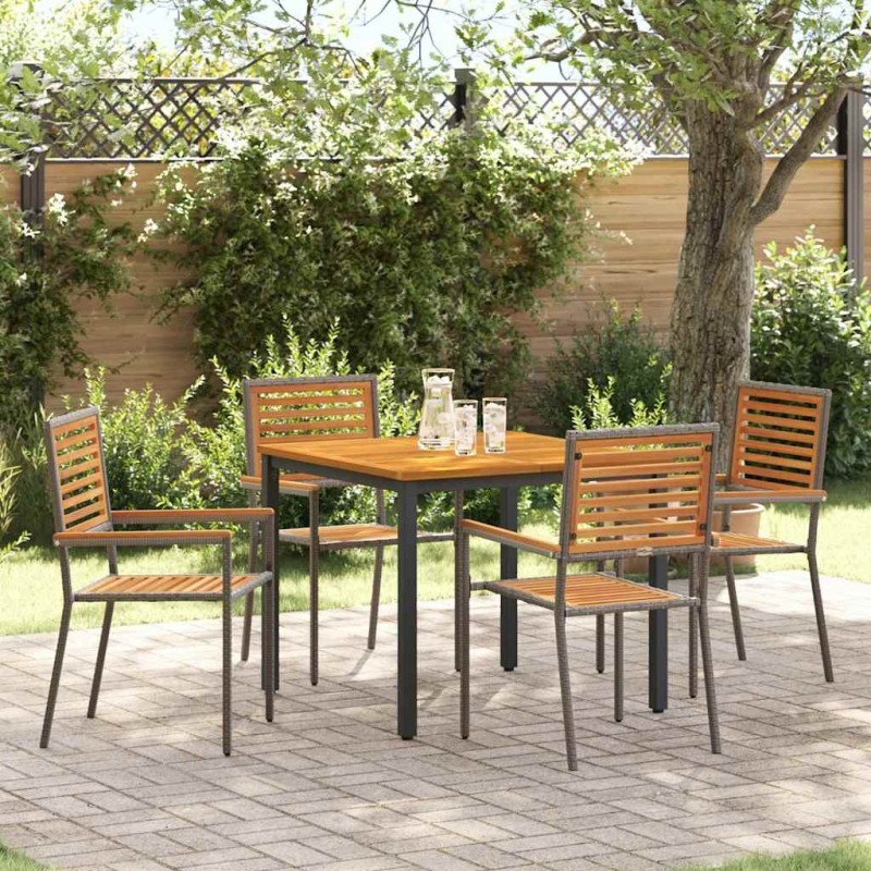 Ensemble de salle à manger pour jardin 5 pcs Gris et marron 546053546053