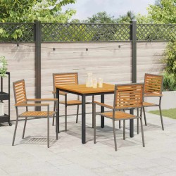 Ensemble de salle à manger pour jardin 5 pcs Gris et marron 546053546053