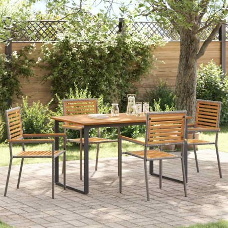 Ensemble de salle à manger pour jardin 5 pcs Gris 546055546055
