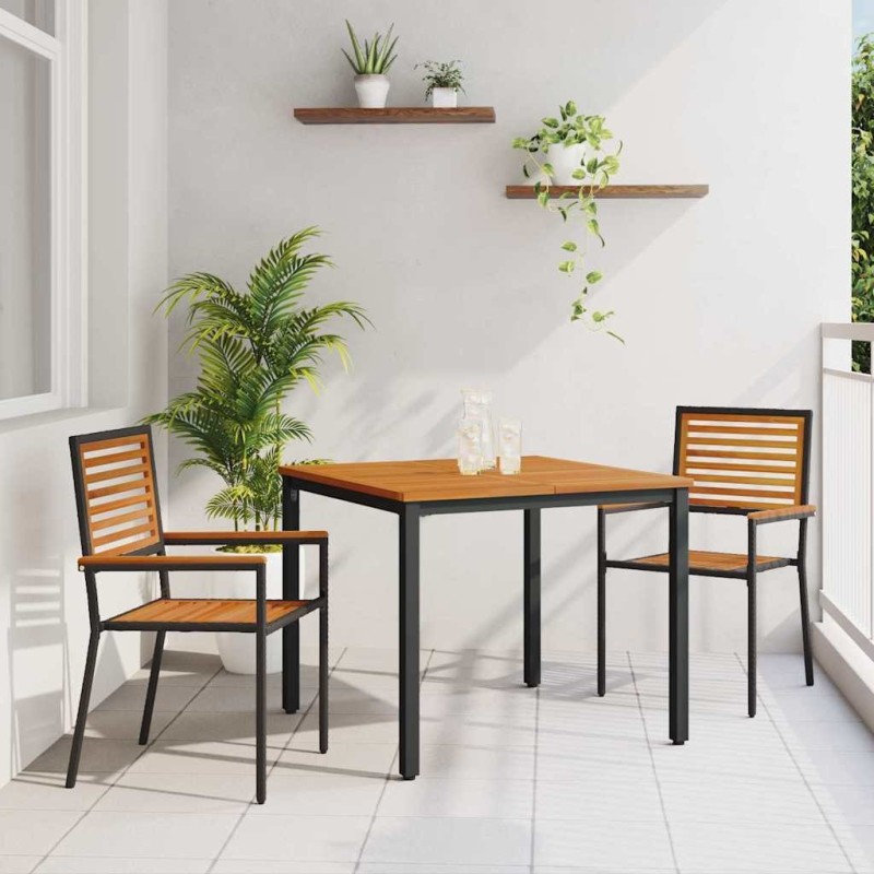 Ensemble de salle à manger pour jardin 3 pcs Noir et Marron 546059546059
