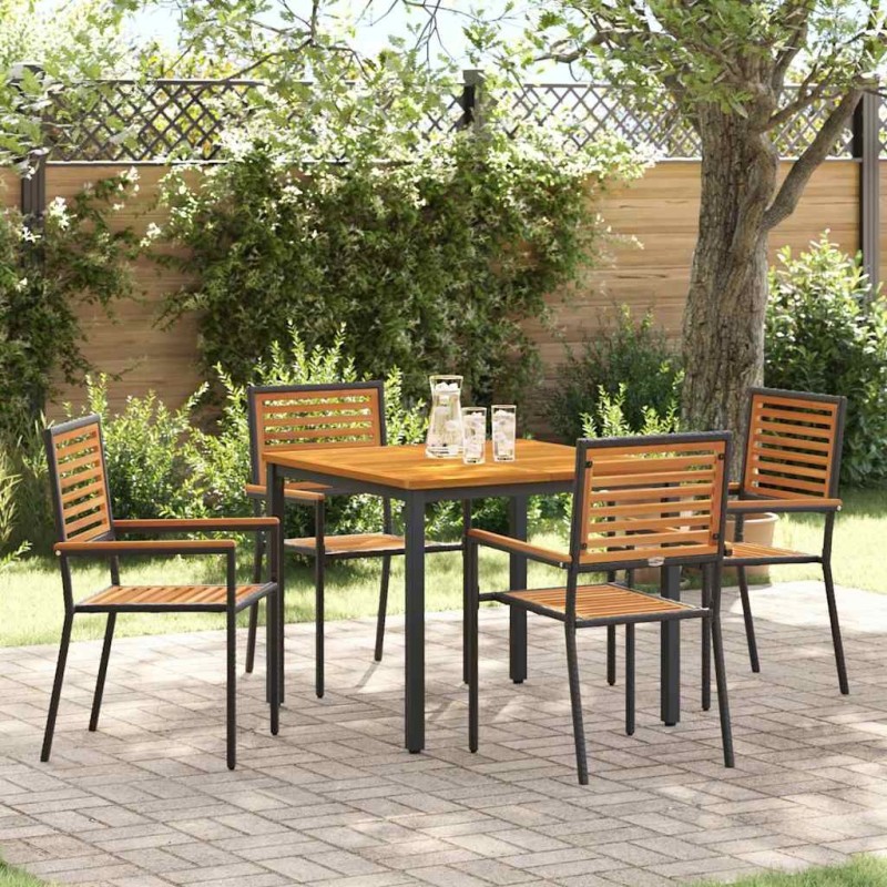 Ensemble de salle à manger pour jardin 5 pcs Noir et Marron 546061546061