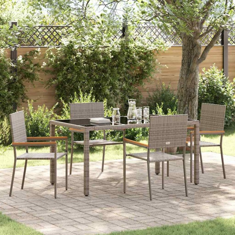 Ensemble de salle à manger pour jardin 5 pcs Gris polyrotin 546065546065