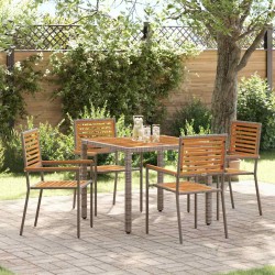 Ensemble de salle à manger pour jardin 5 pcs Gris et marron 546066546066