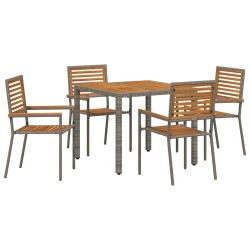 Ensemble de salle à manger pour jardin 5 pcs Gris et marron 546066546066