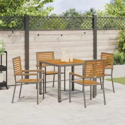 Ensemble de salle à manger pour jardin 5 pcs Gris et marron 546066546066