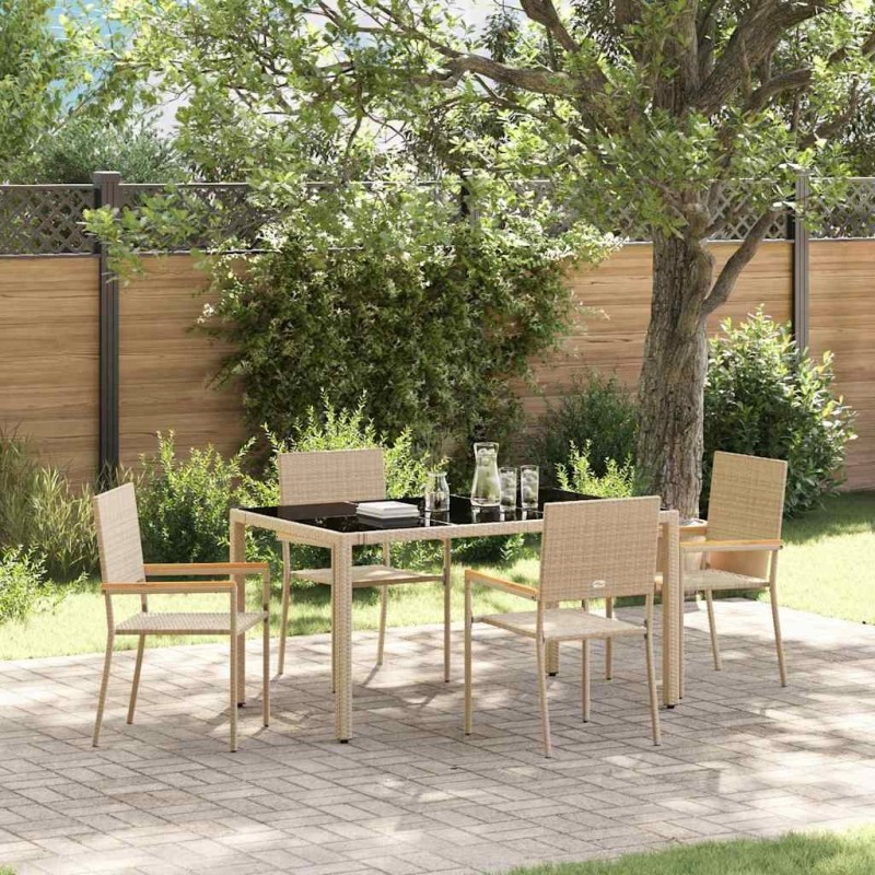 Ensemble de salle à manger pour jardin 5 pcs Beige polyrotin 546067546067