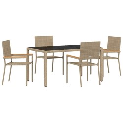 Ensemble de salle à manger pour jardin 5 pcs Beige polyrotin 546067546067