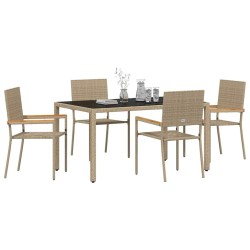 Ensemble de salle à manger pour jardin 5 pcs Beige polyrotin 546067546067