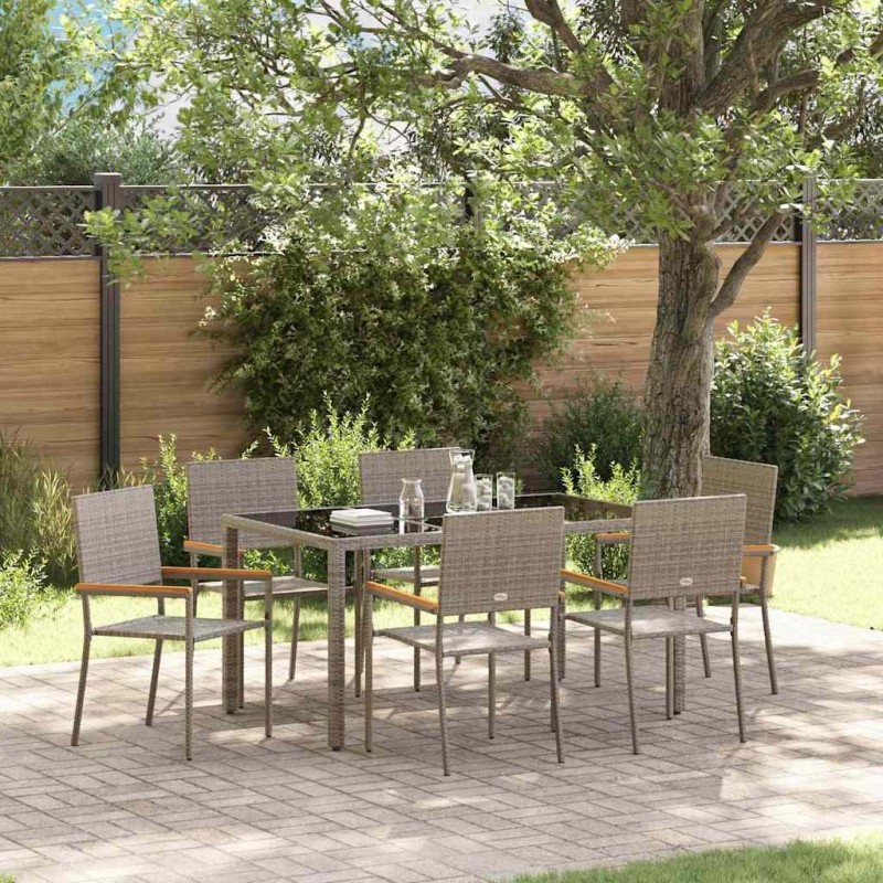 Ensemble de salle à manger pour jardin 7 pcs Gris polyrotin 546068546068